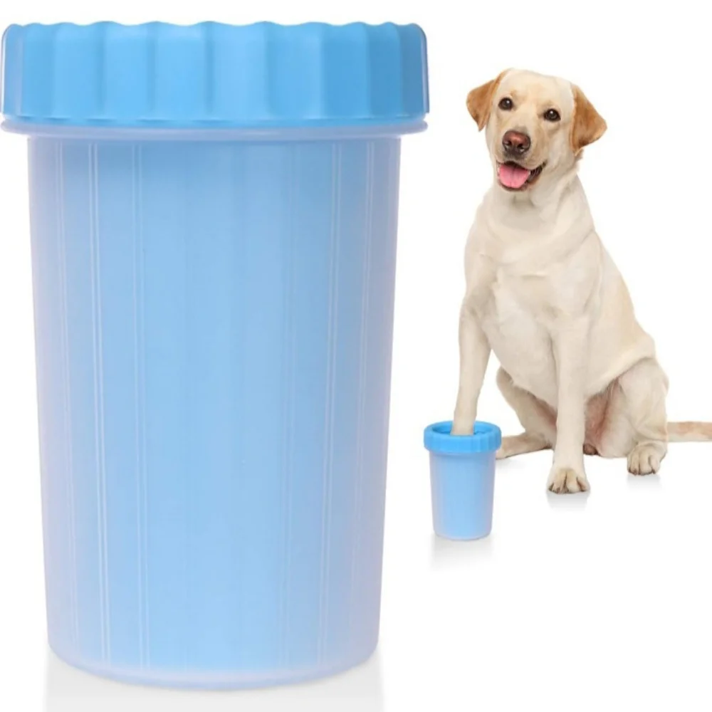 Dog Paw Cleaner - Portable Pet Paw Washer Cup, Silicone Scrabber, Blue, Large